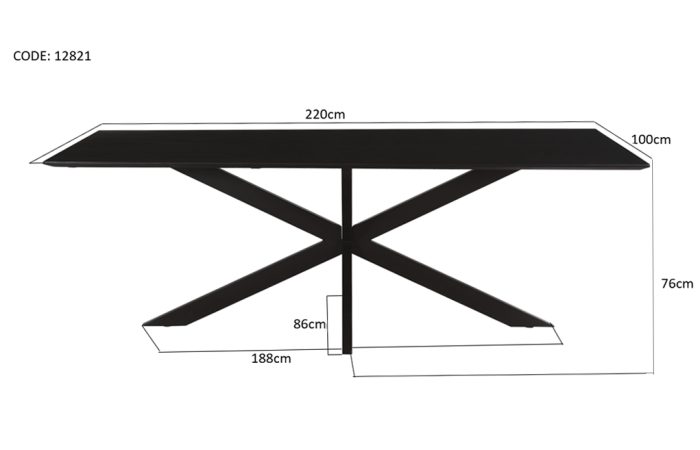 Oslo Spin Zwart Acacia 220 cm - Afbeelding 6