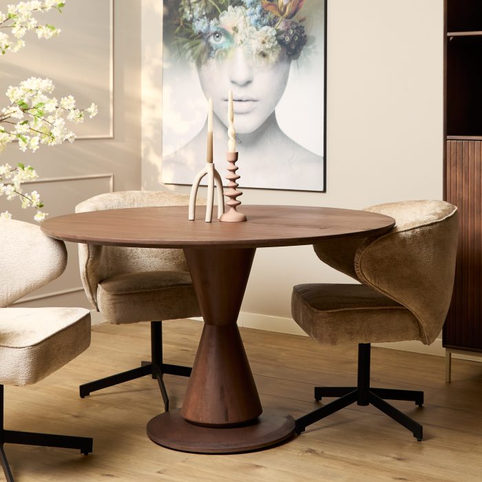 Eettafel Lima Walnoot | 130 cm | Rond - Afbeelding 6
