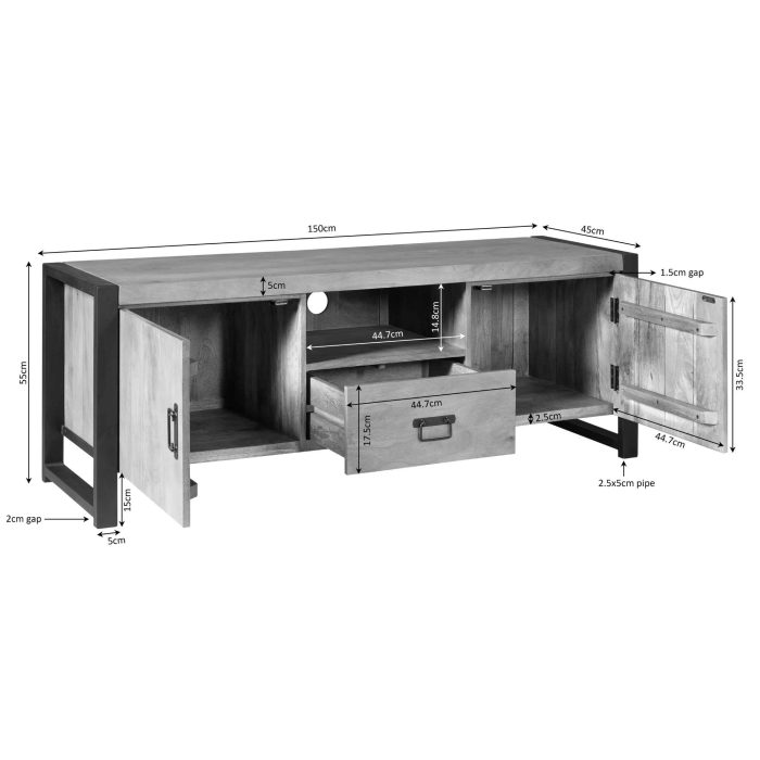 Tv-meubel Boaz 150 cm | Twee deuren en een lade - Afbeelding 7