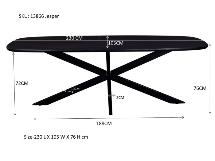 Jesper Deense Ovale Zwarte 230cm - Afbeelding 8