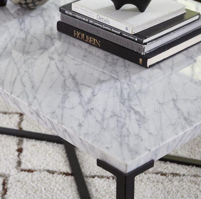 Salontafel Saxon in Carrara marmer en mat zwart. - Afbeelding 2