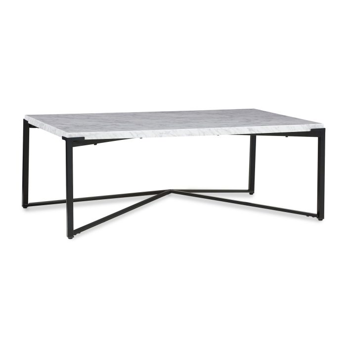Salontafel Saxon in Carrara marmer en mat zwart. - Afbeelding 3