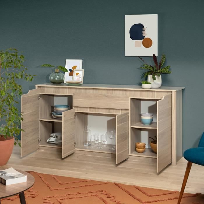 0191ENFI-3.jpg BETTY Modern low oak sideboard - L 185 cm - Afbeelding 4