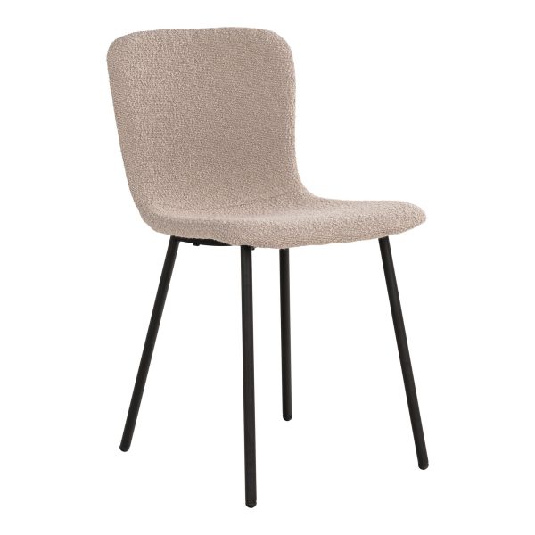 Halden Eetkamerstoel - Eetkamerstoel in bouclé, beige met zwarte poten, HN1233 - set van 2 (set van 2)
