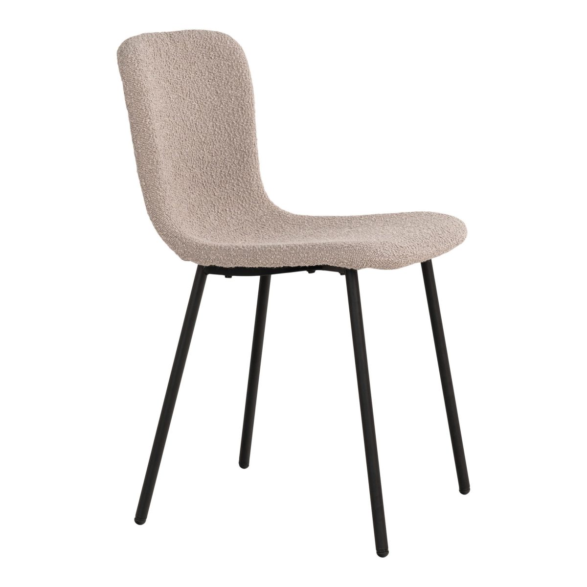 Halden Eetkamerstoel - Eetkamerstoel in bouclé, beige met zwarte poten, HN1233 - set van 2 (set van 2) - Afbeelding 4