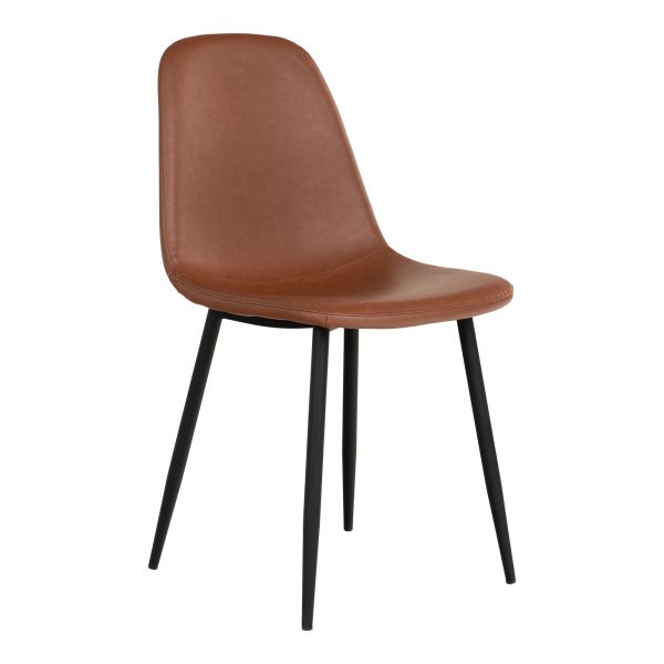 Stockholm Eetkamerstoel - Stoel in lichtbruin vintage met zwarte poten (set van 2)