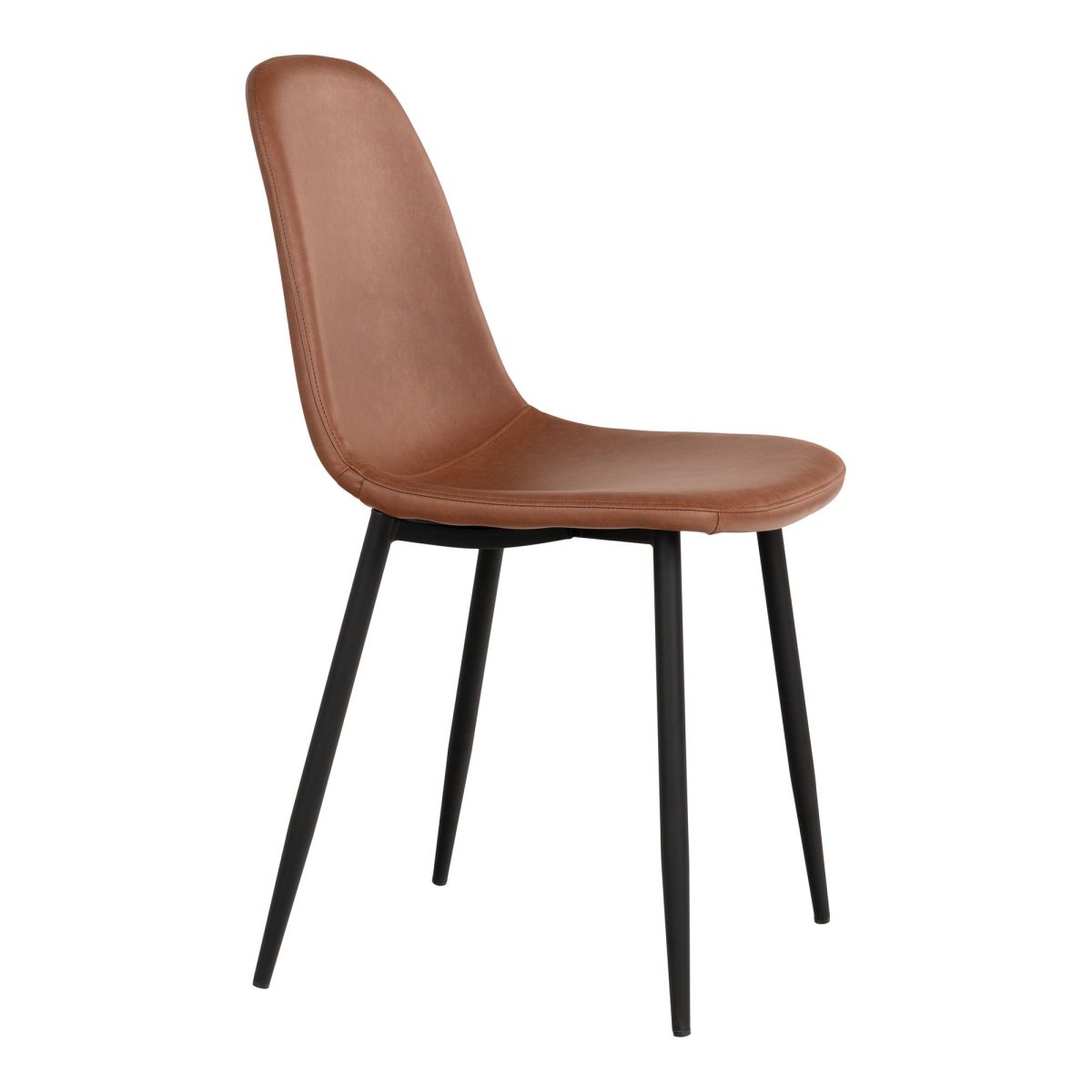 Stockholm Eetkamerstoel - Stoel in lichtbruin vintage met zwarte poten (set van 2) - Afbeelding 4