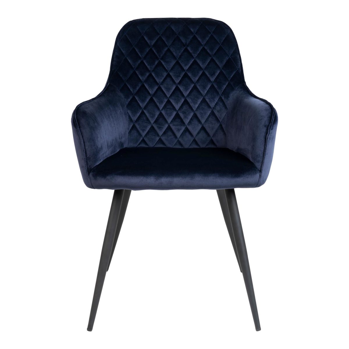 Harbo Eetkamerstoel - Stoel in blauw fluweel met zwarte poten (set van 2) - Afbeelding 2