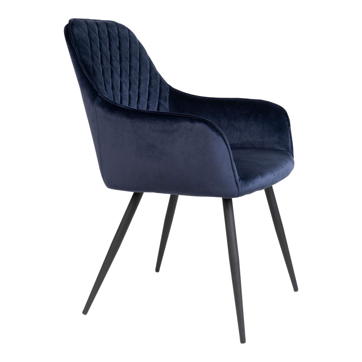 Harbo Eetkamerstoel - Stoel in blauw fluweel met zwarte poten (set van 2) - Afbeelding 3