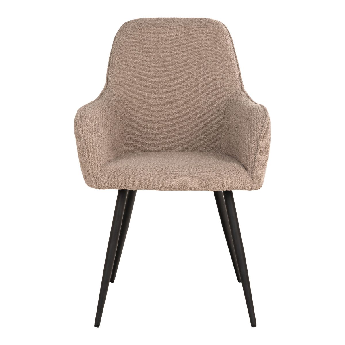 Harbo Eetkamerstoel - Eetkamerstoel in bouclé, beige met zwarte poten, HN1233 (set van 2) - Afbeelding 2