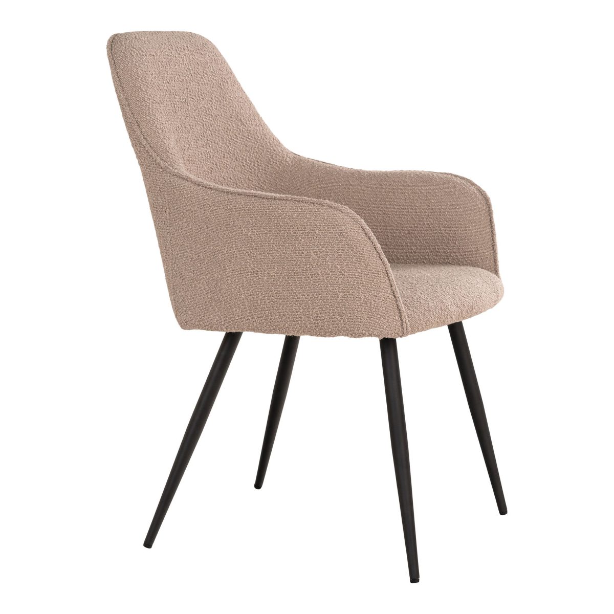 Harbo Eetkamerstoel - Eetkamerstoel in bouclé, beige met zwarte poten, HN1233 (set van 2) - Afbeelding 3