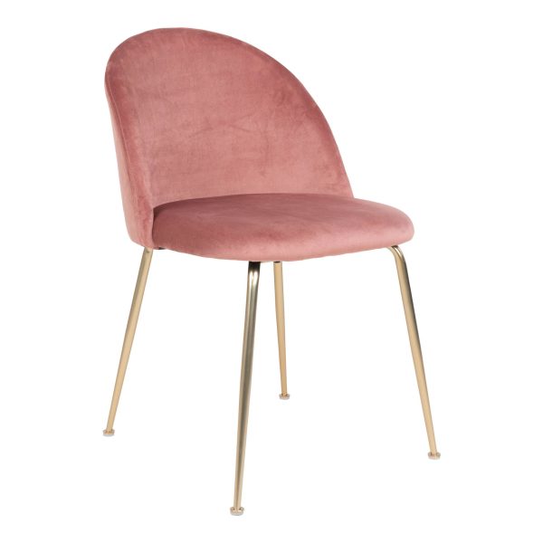 Geneve Eetkamerstoel - Stoel in roze fluweel met poten in messing look (set van 2)