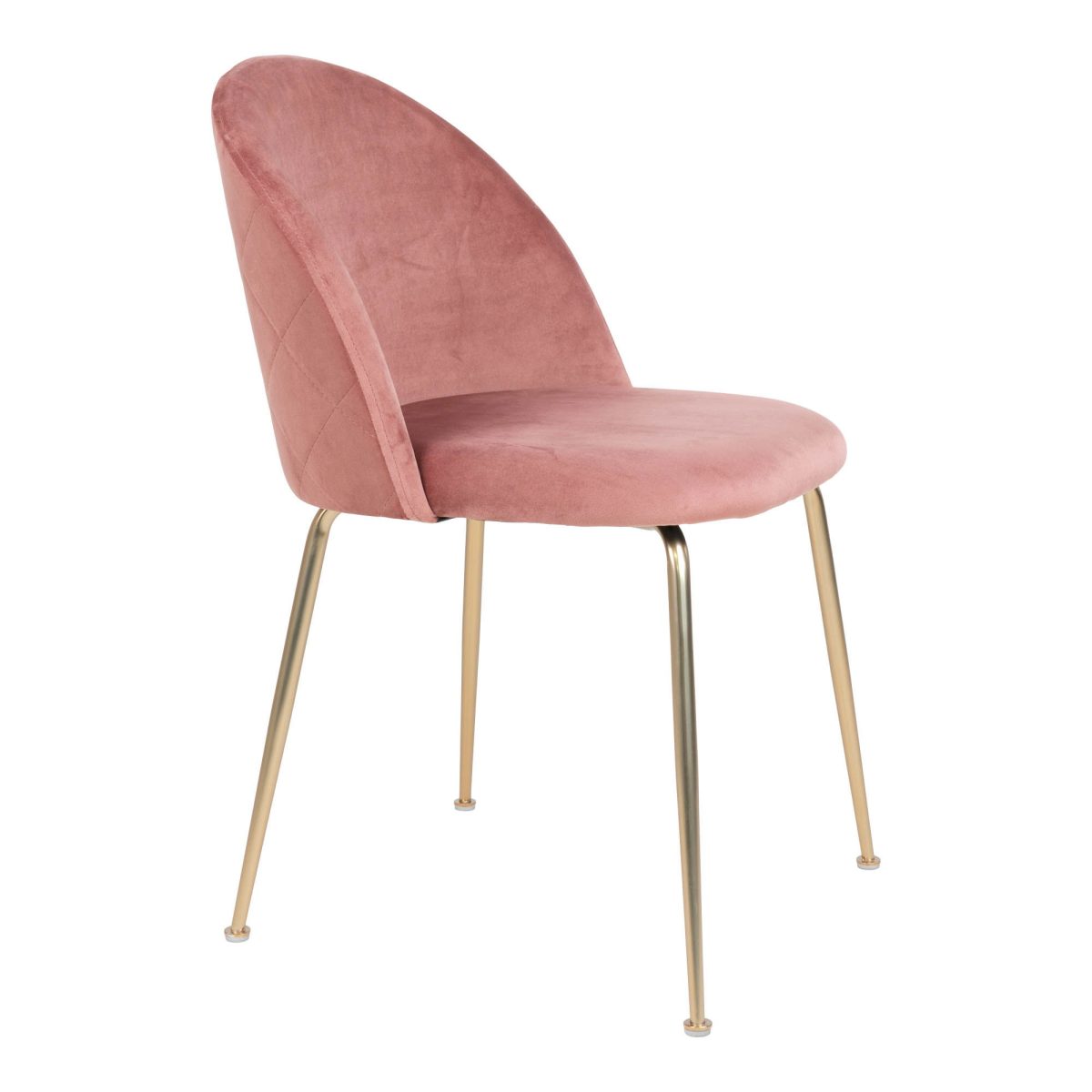 Geneve Eetkamerstoel - Stoel in roze fluweel met poten in messing look (set van 2) - Afbeelding 4