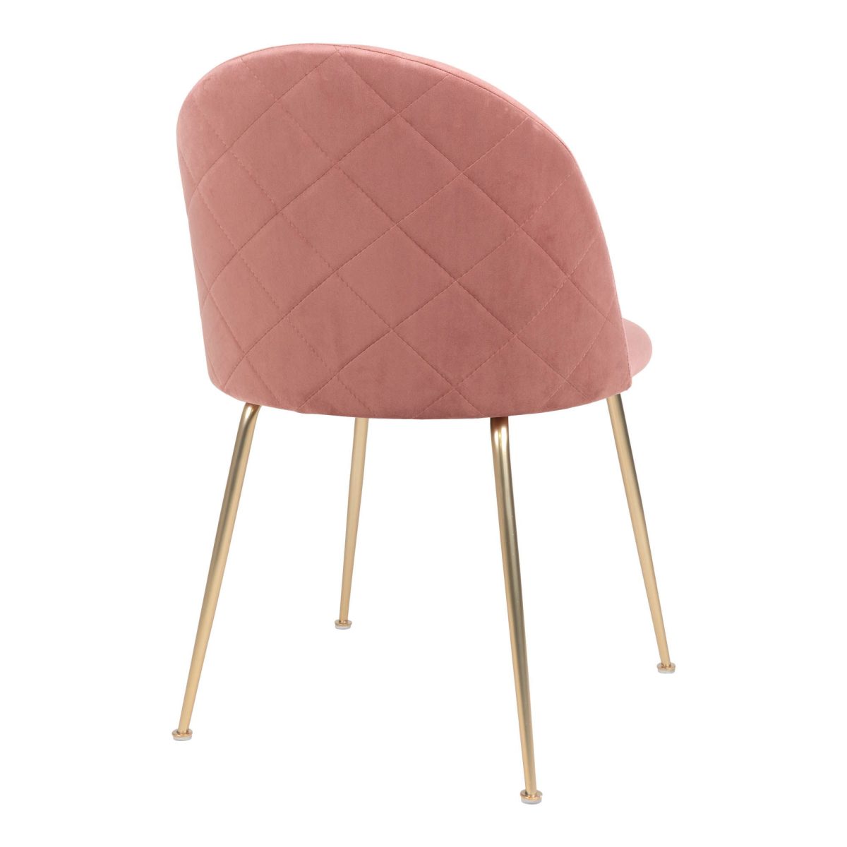 Geneve Eetkamerstoel - Stoel in roze fluweel met poten in messing look (set van 2) - Afbeelding 5