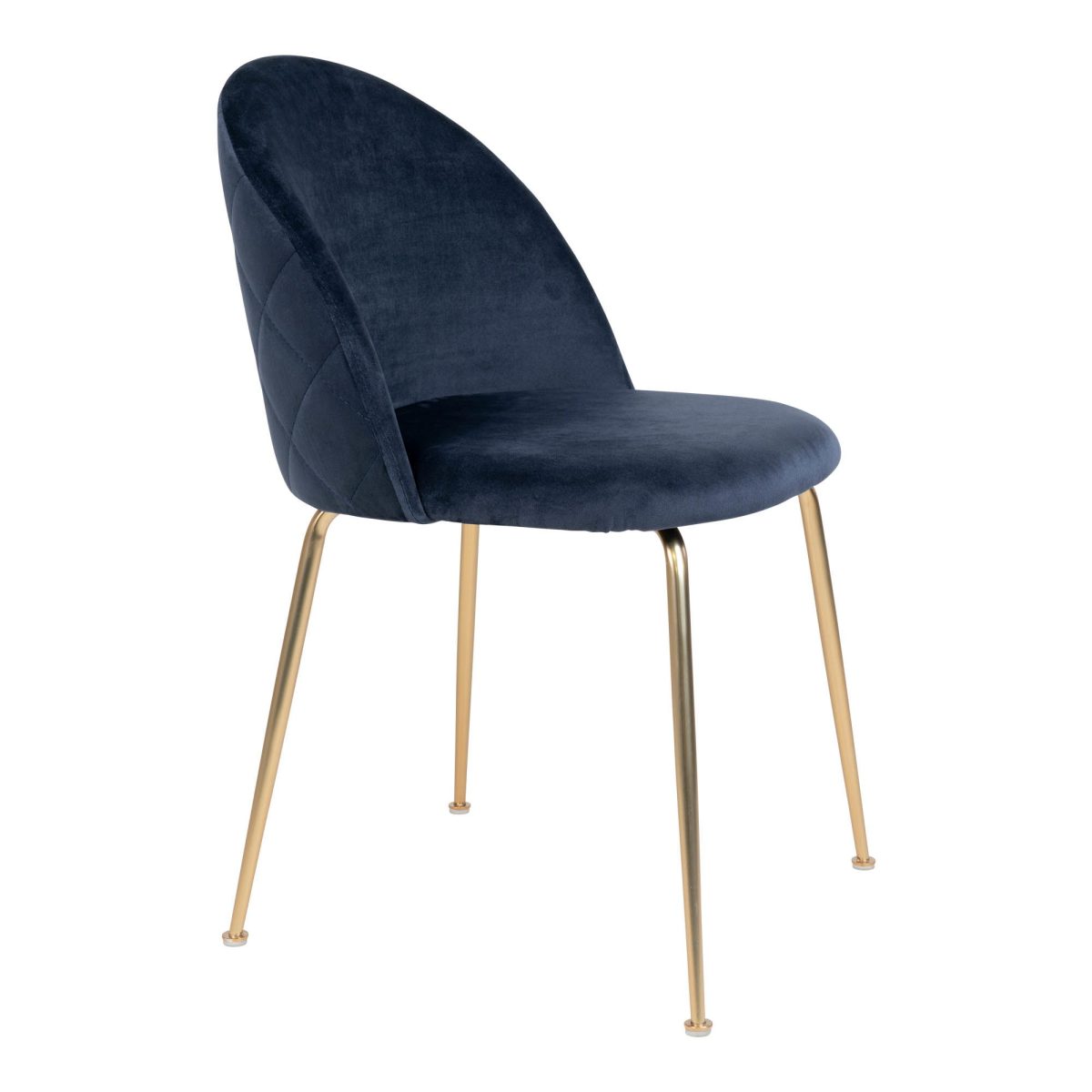 Geneve Eetkamerstoel - Stoel blauw in fluweel met poten in messing look (set van 2) - Afbeelding 4