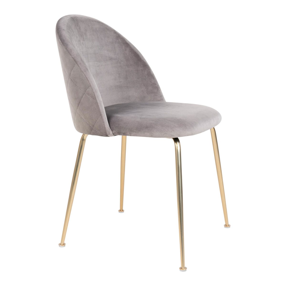 Geneve Eetkamerstoel - Stoel in grijs fluweel met poten in messing look (set van 2) - Afbeelding 4
