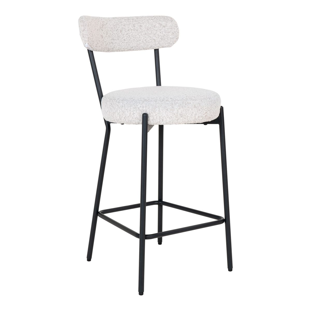 Badalona Counter Chair - Barkruk, wit bouclé met zwarte poten, HN1270 - Afbeelding 1