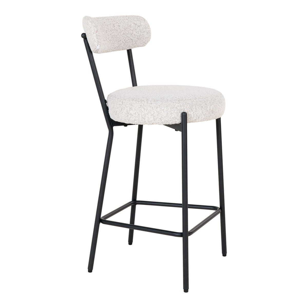 Badalona Counter Chair - Barkruk, wit bouclé met zwarte poten, HN1270 - Afbeelding 3