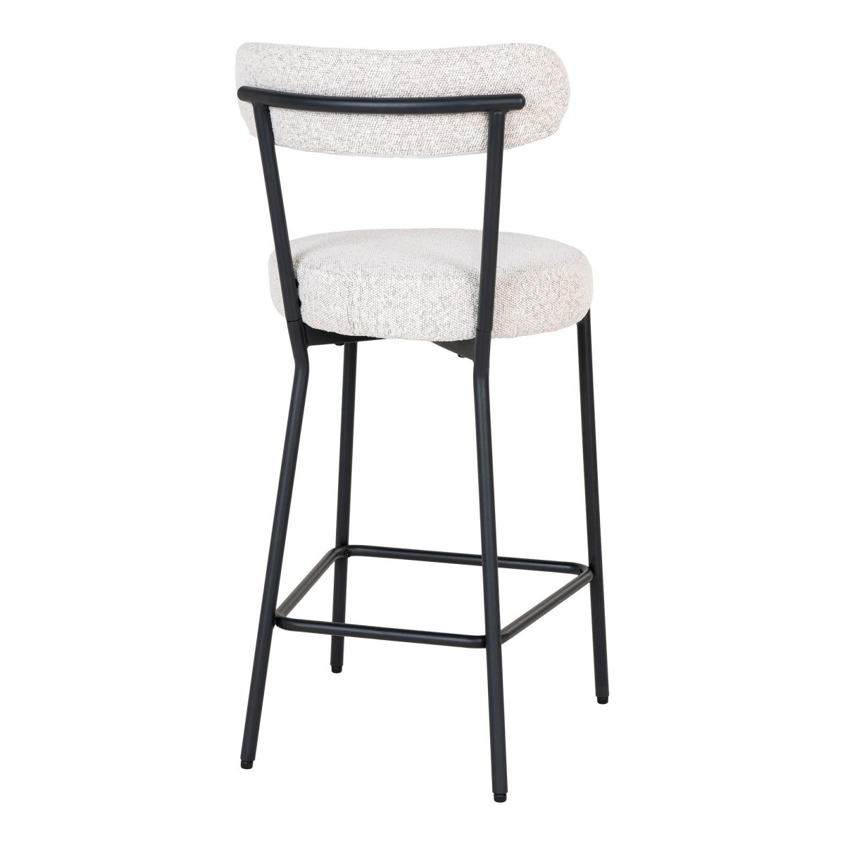 Badalona Counter Chair - Barkruk, wit bouclé met zwarte poten, HN1270 - Afbeelding 4
