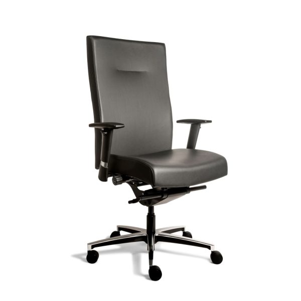 Werkwoonmanager XL Zwart Leder - Ergonomisch Ontwerp Bureaustoel (N)EN 1335 tot 200KG