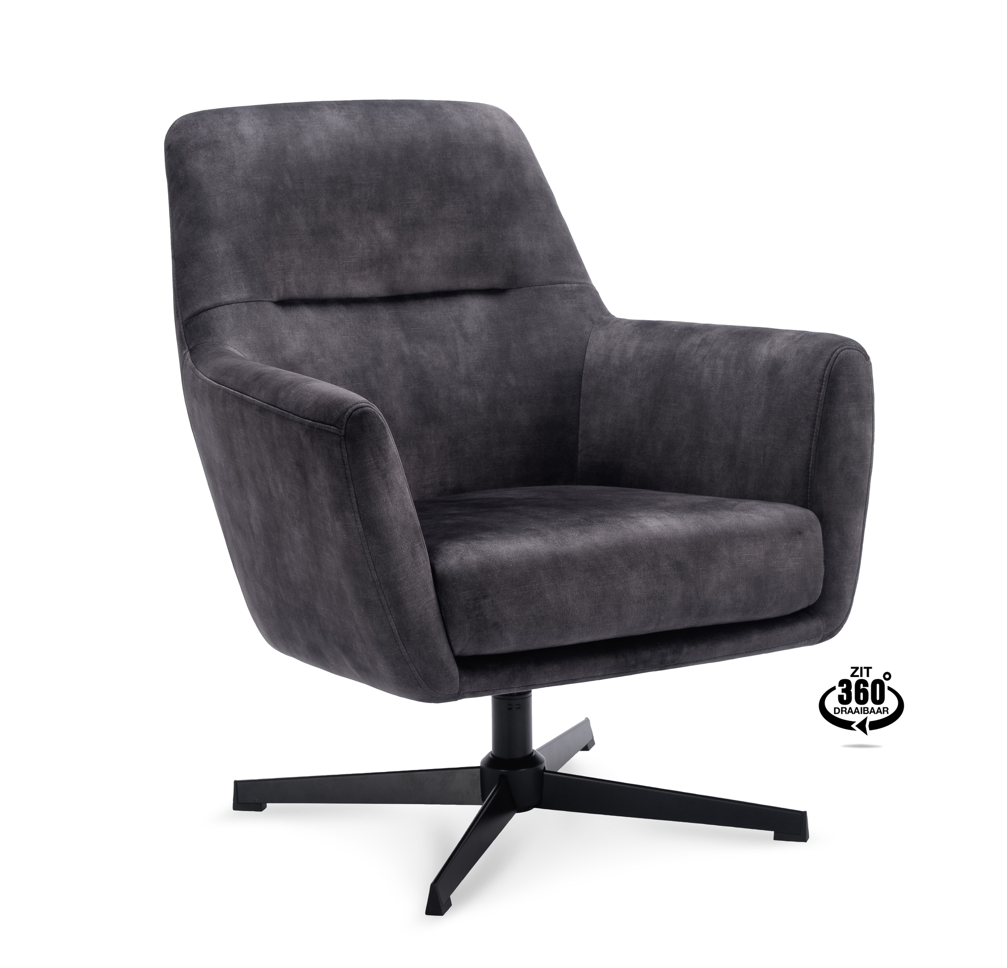 1109380-0.jpg Lounge Chair Edge Fabric Adore Anthracite 67 Swivel Base Black - Afbeelding 1