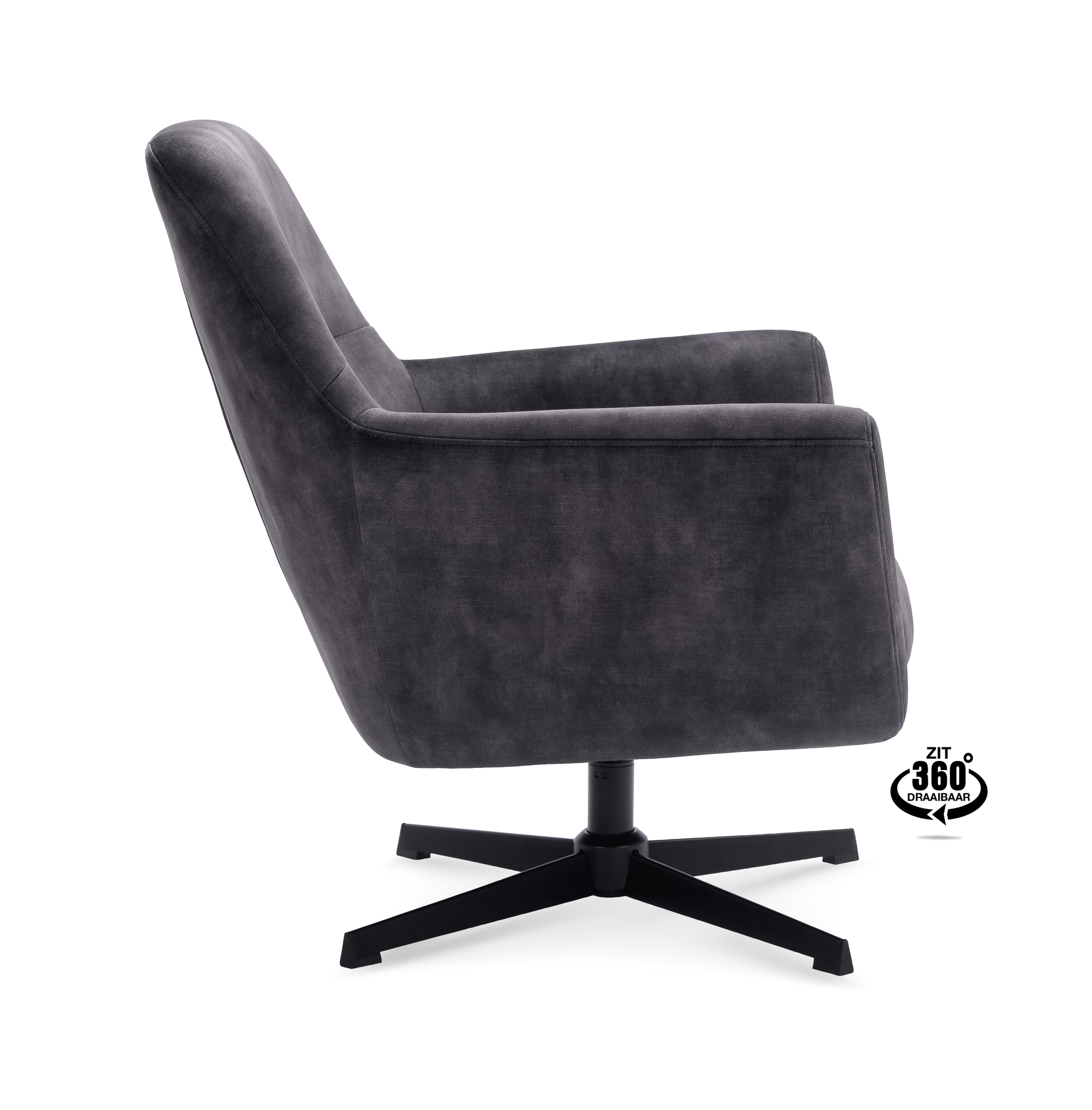 1109380-2.jpg Lounge Chair Edge Fabric Adore Anthracite 67 Swivel Base Black - Afbeelding 3