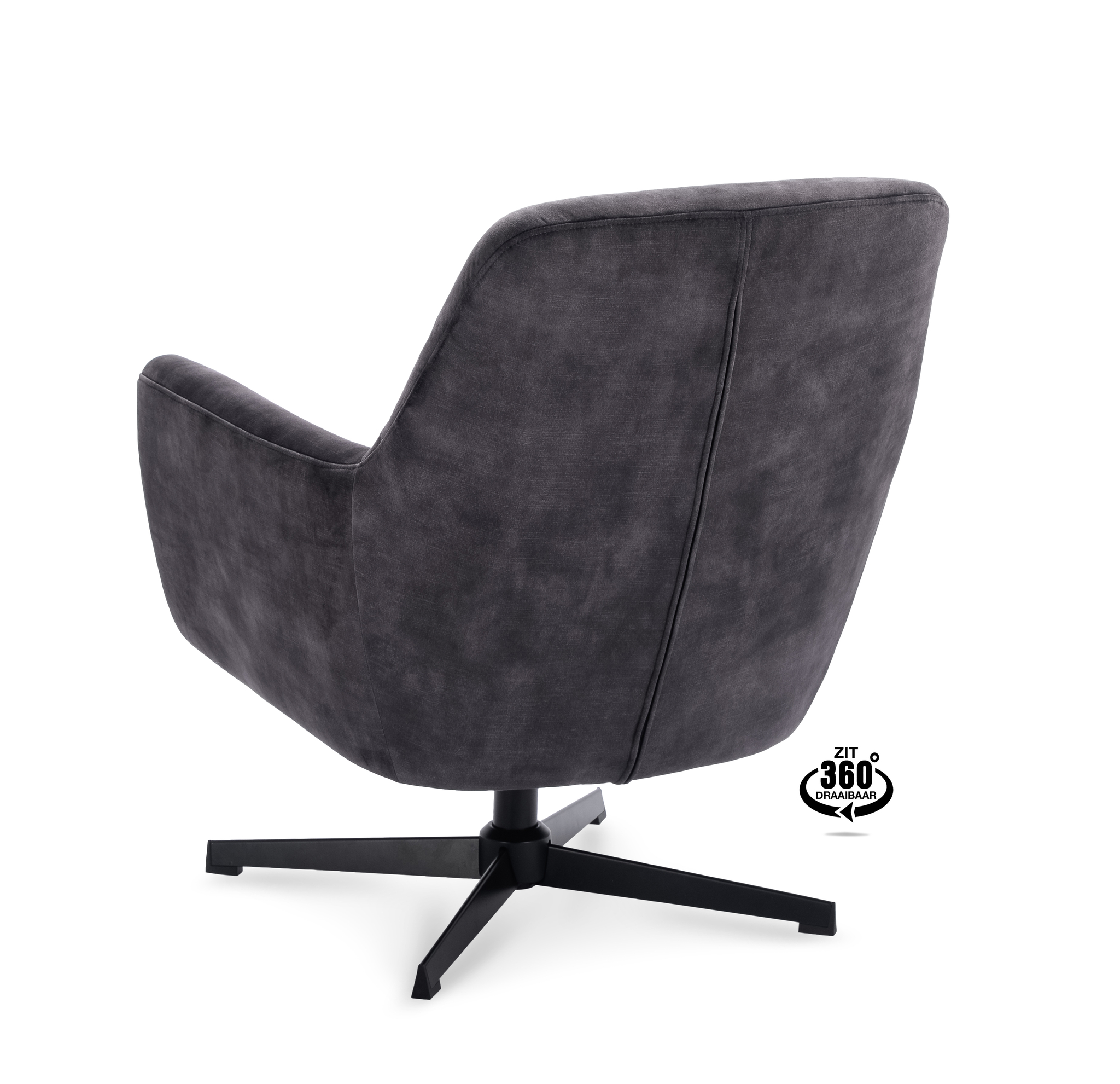 1109380-3.jpg Lounge Chair Edge Fabric Adore Anthracite 67 Swivel Base Black - Afbeelding 4