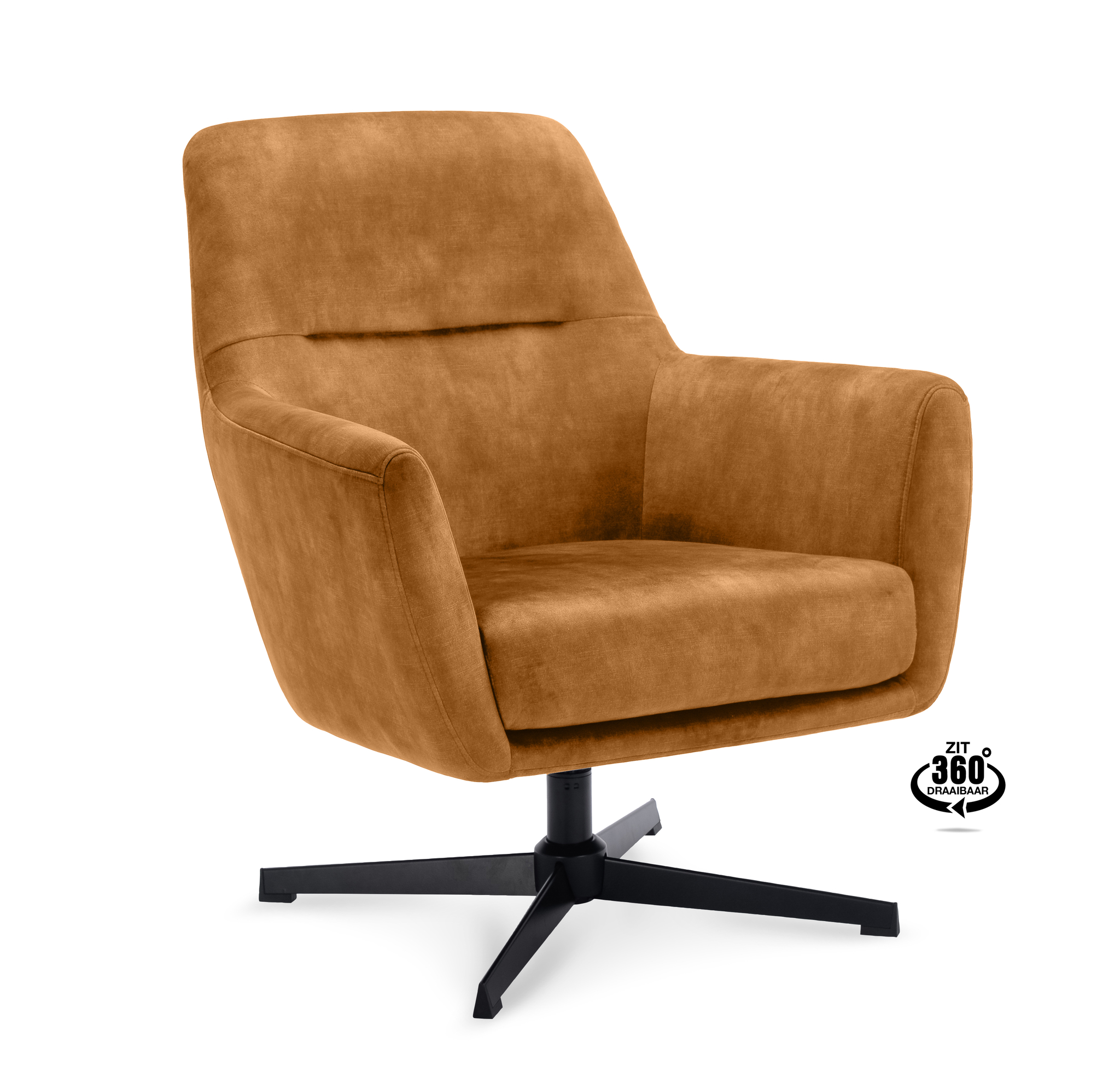 1109381-0.jpg Lounge Chair Edge Fabric Adore Cognac 28 Swivel Base Black - Afbeelding 1