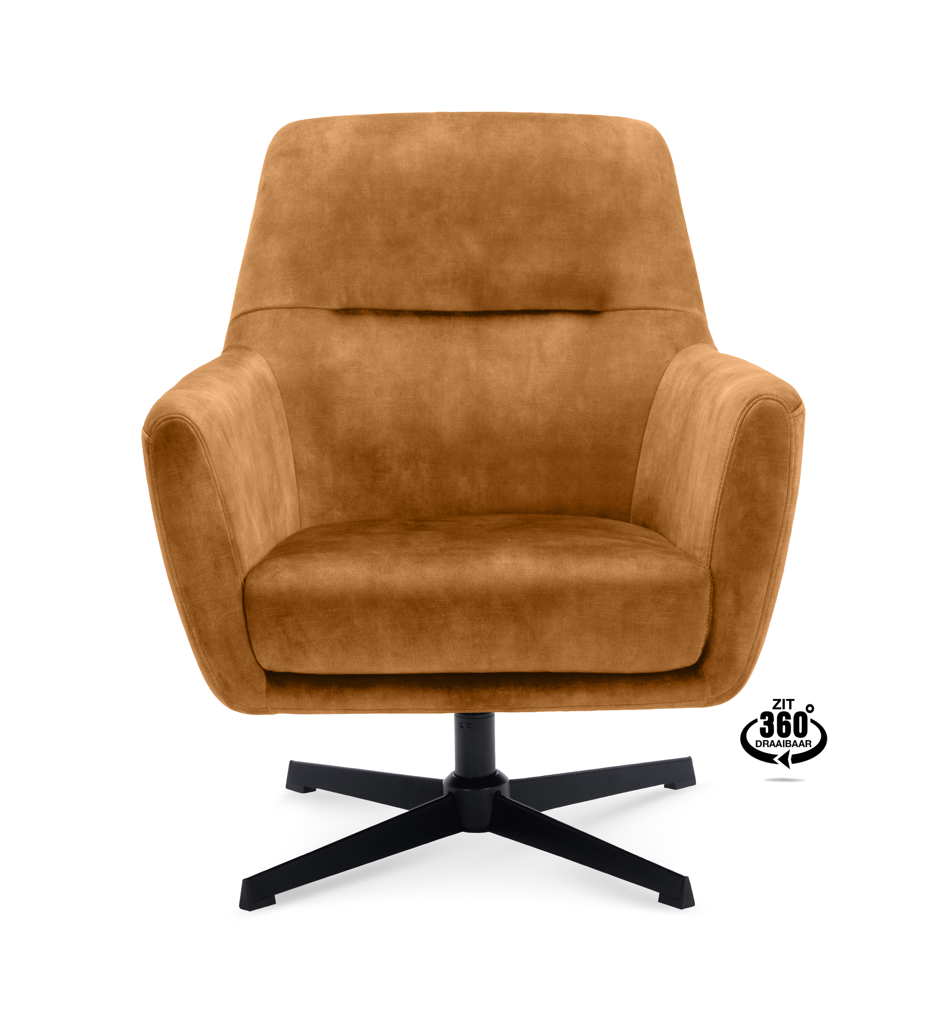 1109381-1.jpg Lounge Chair Edge Fabric Adore Cognac 28 Swivel Base Black - Afbeelding 2