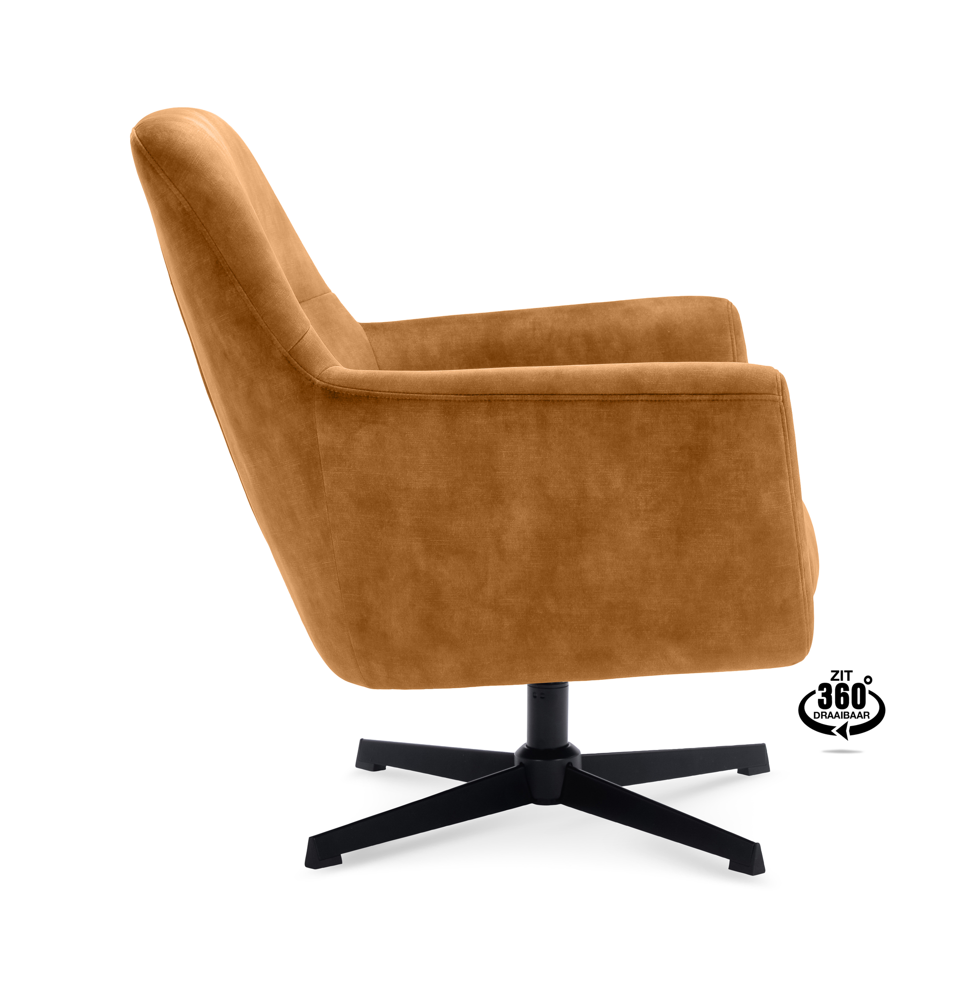 1109381-2.jpg Lounge Chair Edge Fabric Adore Cognac 28 Swivel Base Black - Afbeelding 3
