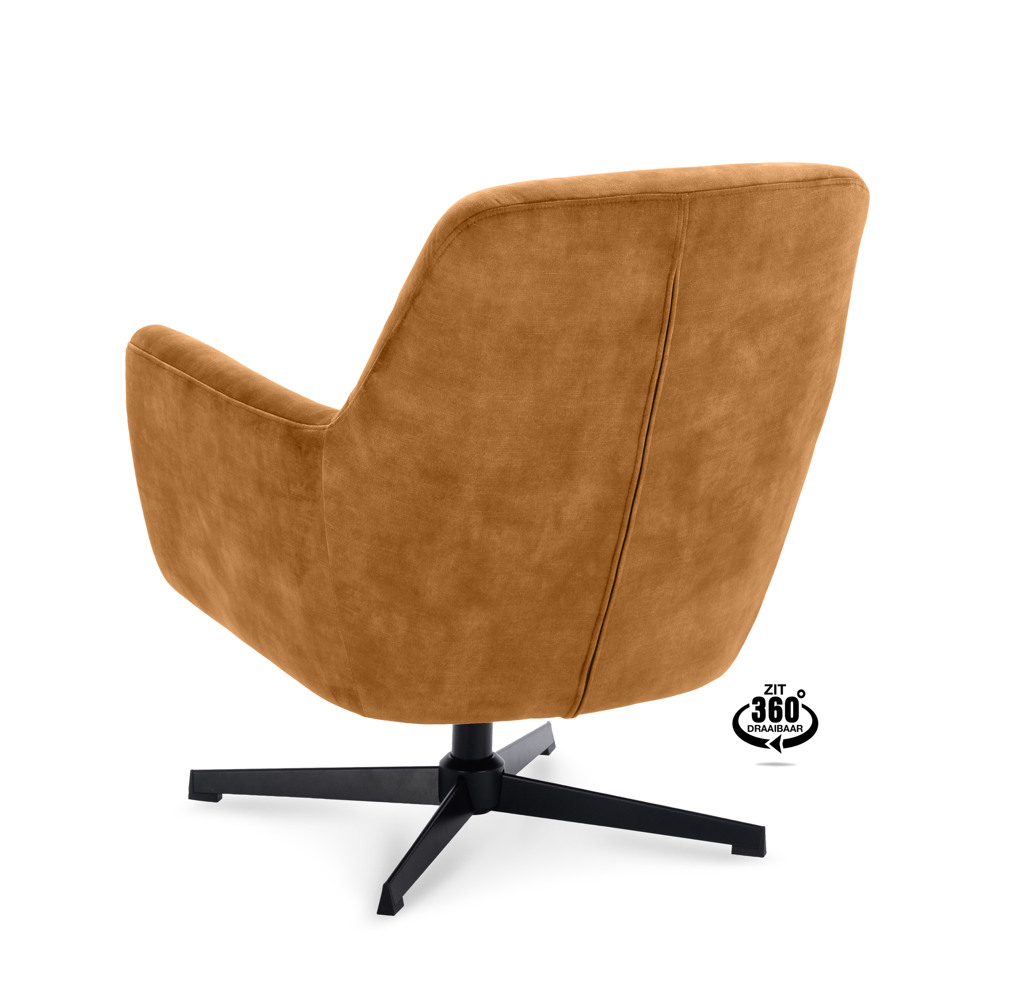 1109381-3.jpg Lounge Chair Edge Fabric Adore Cognac 28 Swivel Base Black - Afbeelding 4