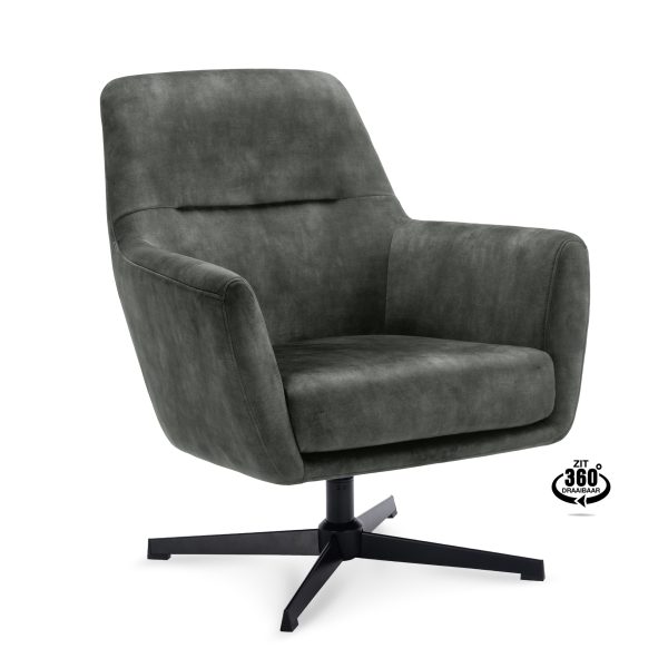 Lounge Chair Edge Fabric Adore Hunter 156 Swivel Base Black