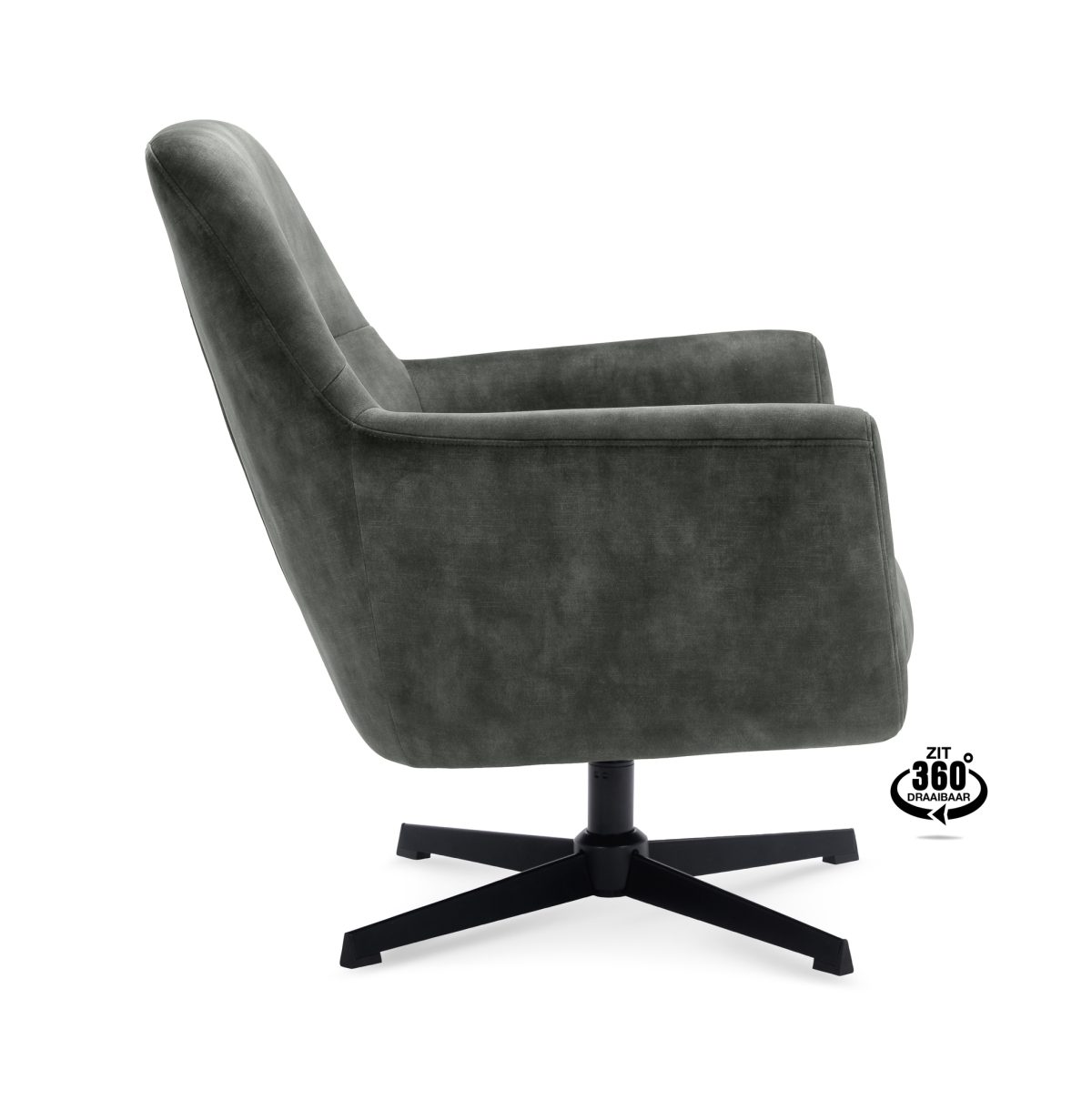 Lounge Chair Edge Fabric Adore Hunter 156 Swivel Base Black - Afbeelding 3