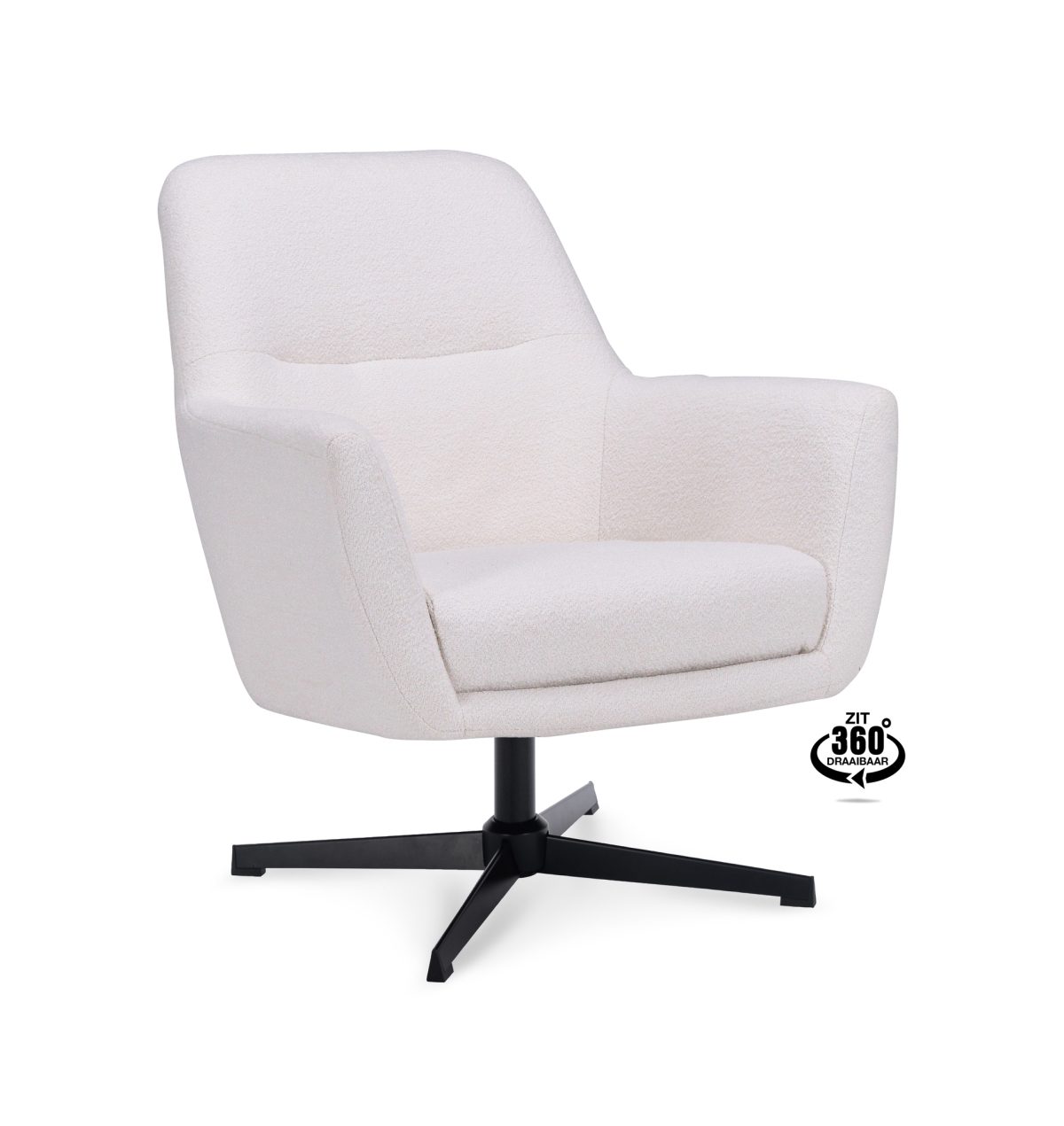 Lounge Chair Edge Fabric Alpine Ivory 101 Swivel Base Black - Afbeelding 1