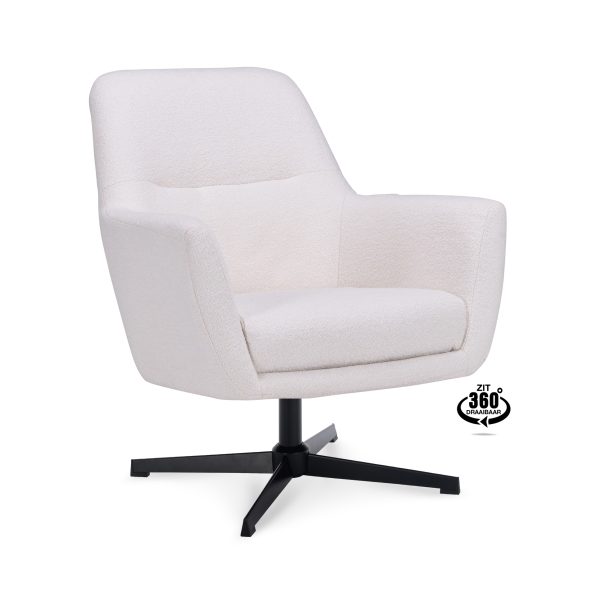 Lounge Chair Edge Fabric Alpine Ivory 101 Swivel Base Black