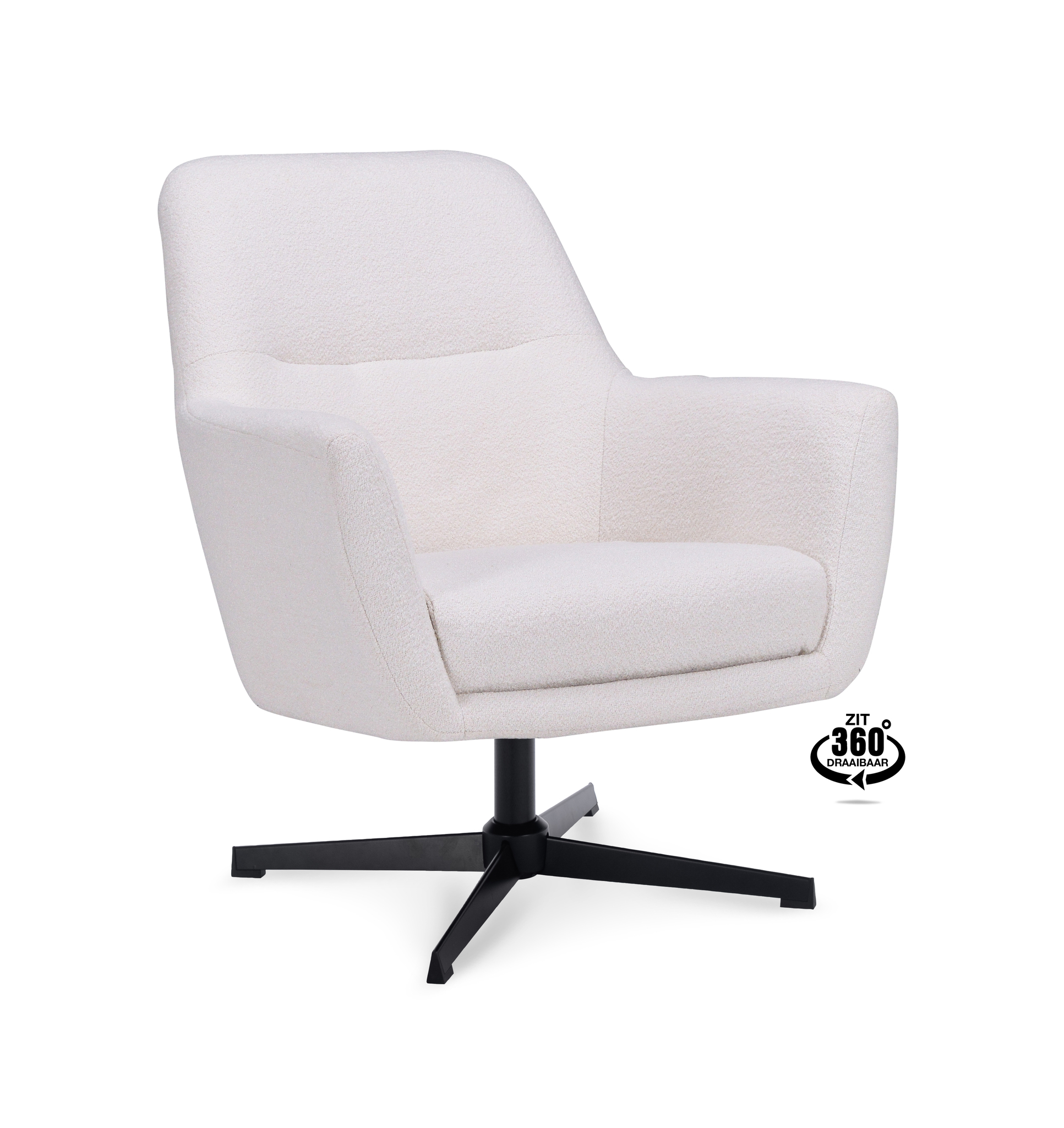 1110501-0.jpg Lounge Chair Edge Fabric Alpine Ivory 101 Swivel Base Black - Afbeelding 1
