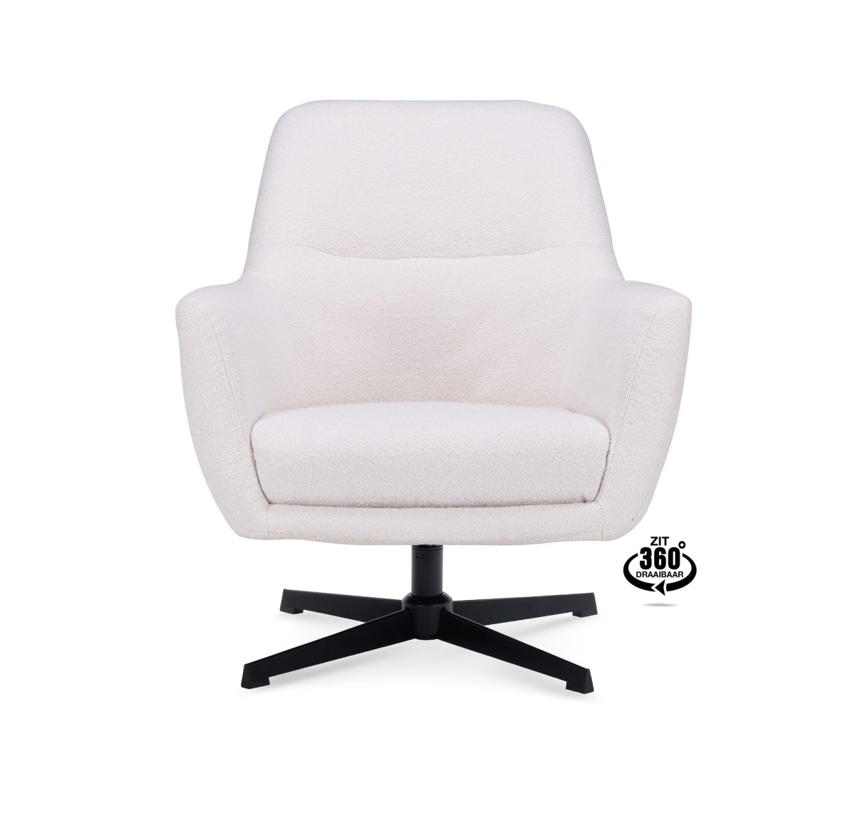 Lounge Chair Edge Fabric Alpine Ivory 101 Swivel Base Black - Afbeelding 2