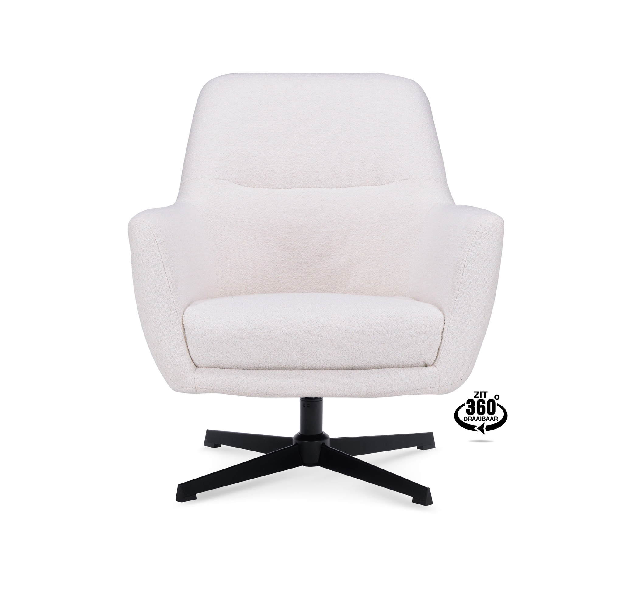 1110501-1.jpg Lounge Chair Edge Fabric Alpine Ivory 101 Swivel Base Black - Afbeelding 2