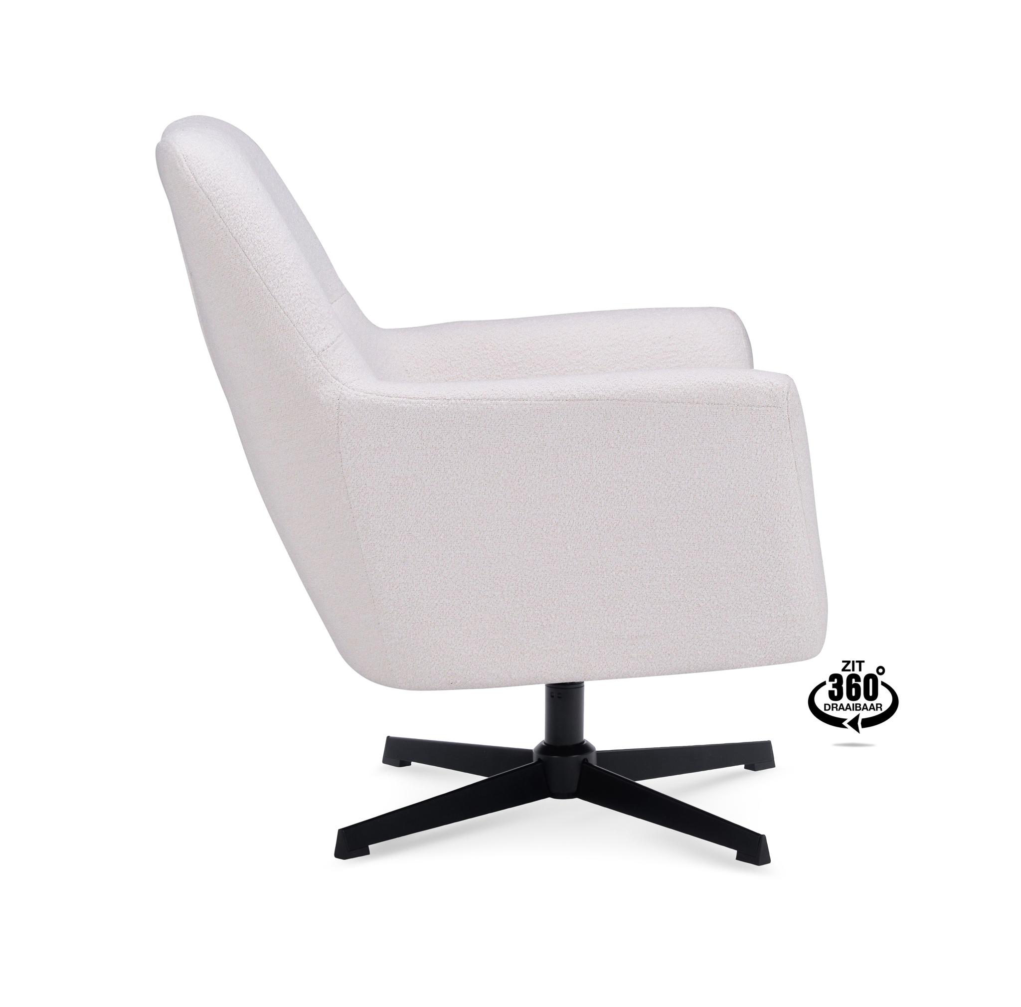 1110501-2.jpg Lounge Chair Edge Fabric Alpine Ivory 101 Swivel Base Black - Afbeelding 3