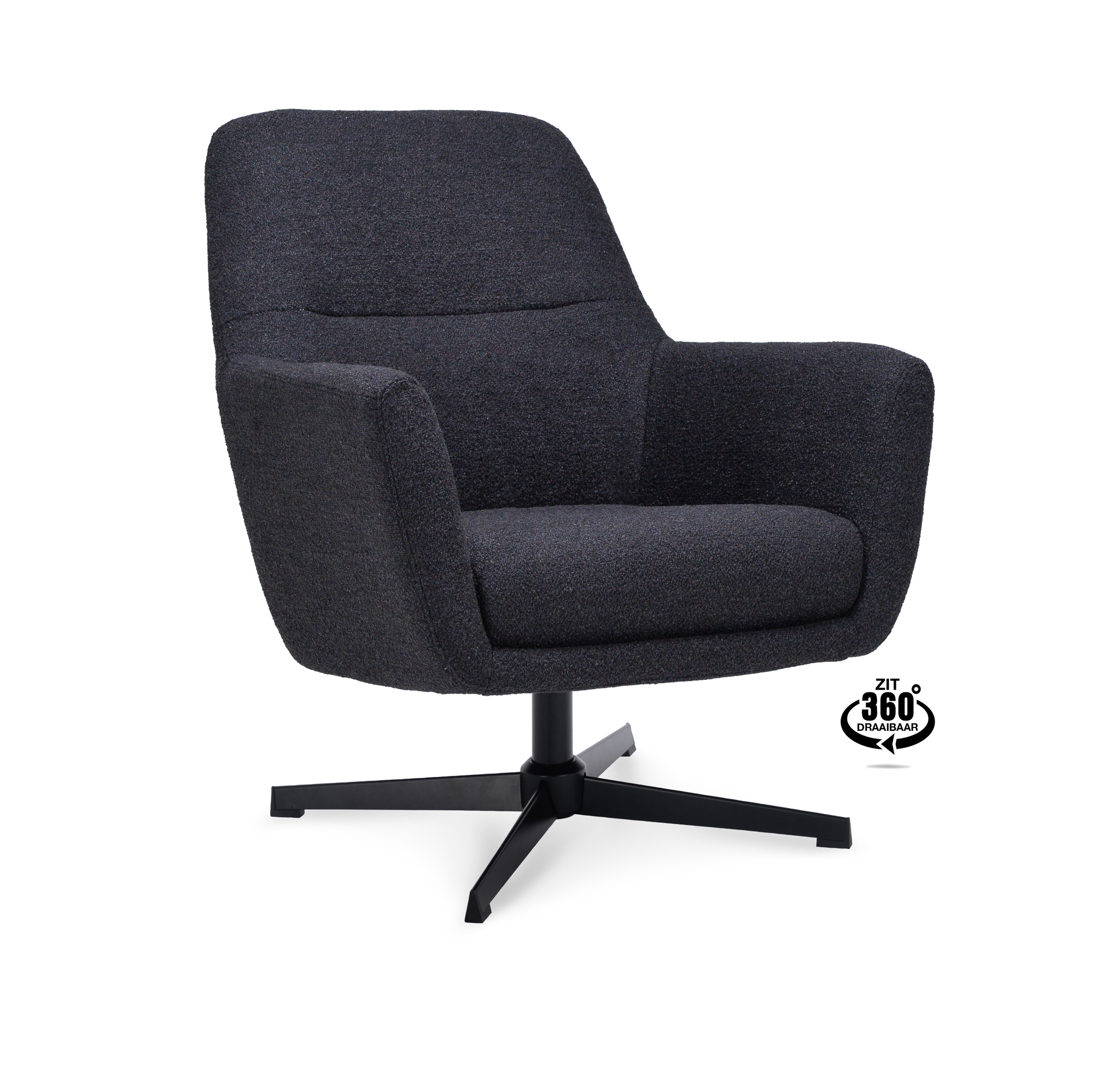 1110502-0.jpg Lounge Chair Edge Fabric Alpine Onyx 169 Swivel Base Black - Afbeelding 1