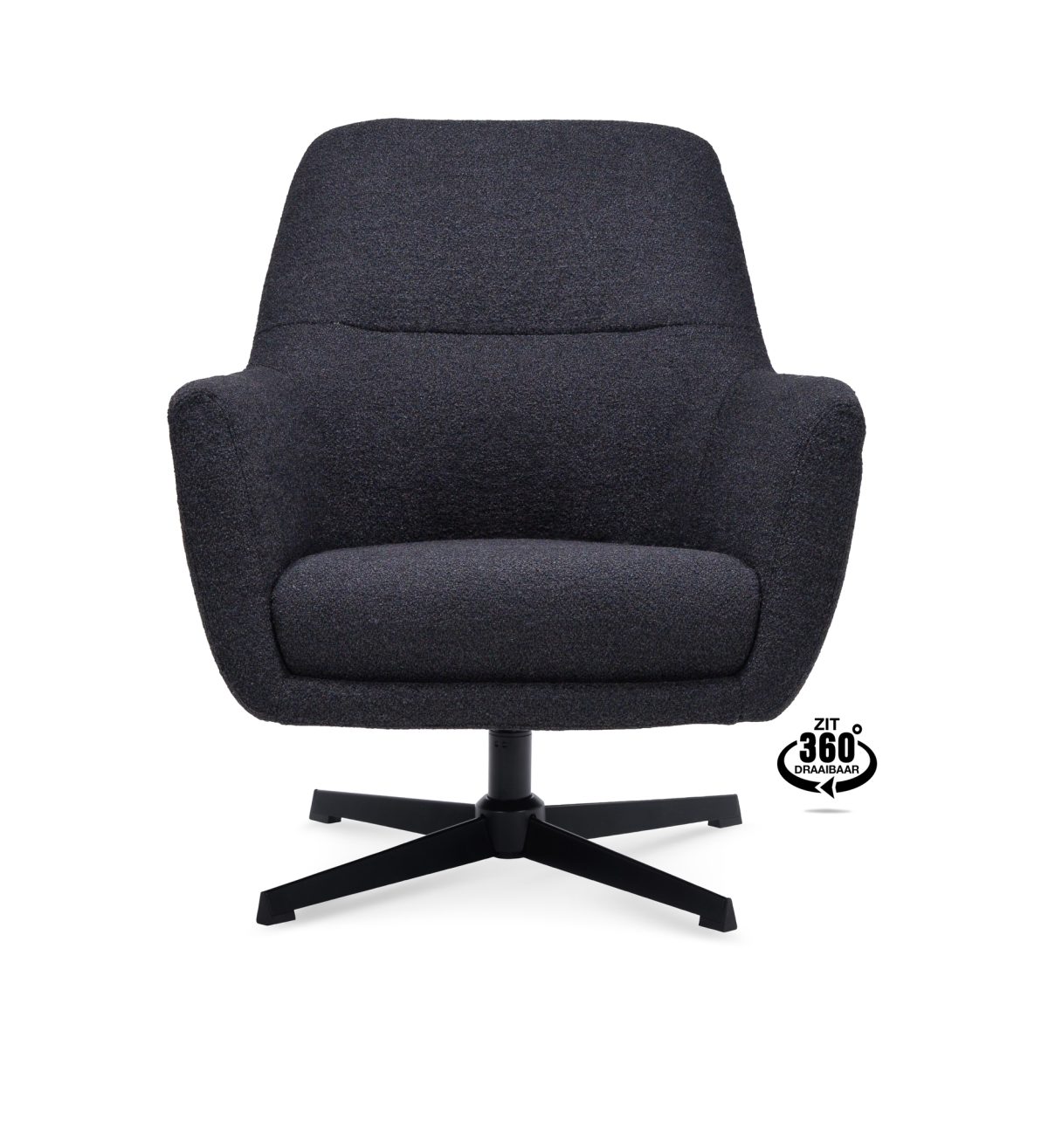 Lounge Chair Edge Fabric Alpine Onyx 169 Swivel Base Black - Afbeelding 2