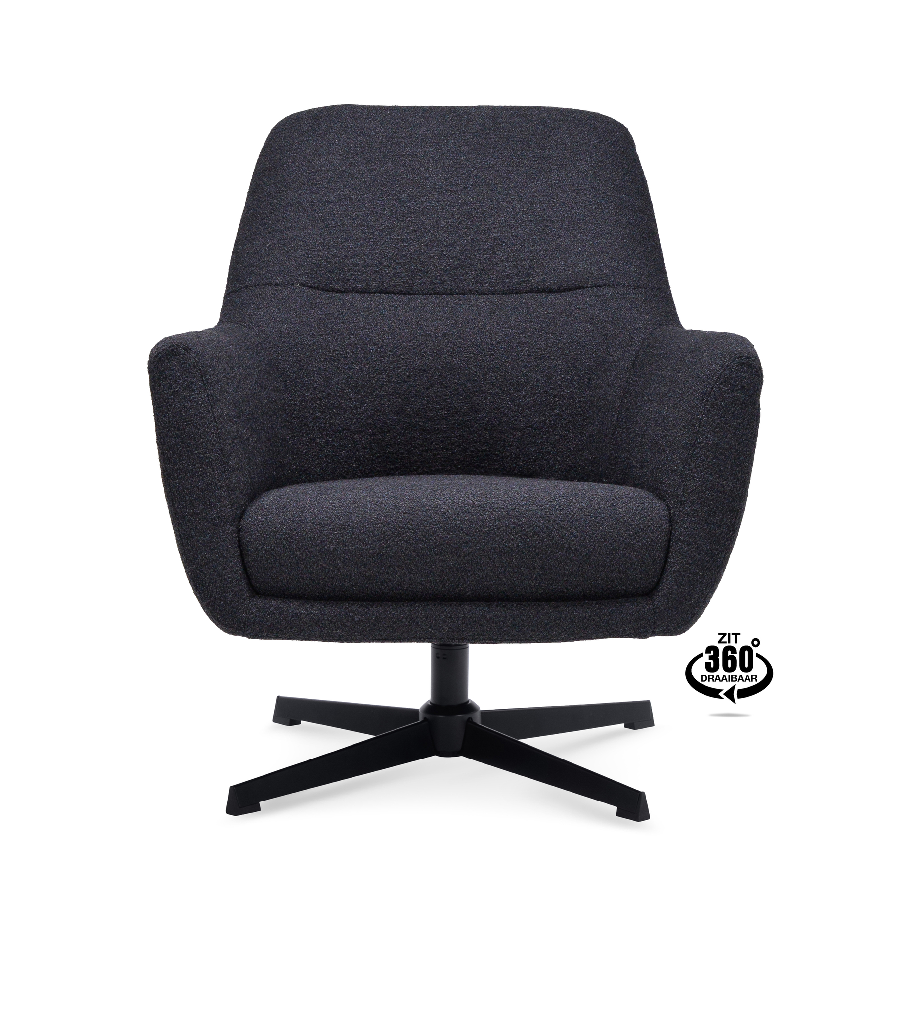 1110502-1.jpg Lounge Chair Edge Fabric Alpine Onyx 169 Swivel Base Black - Afbeelding 2