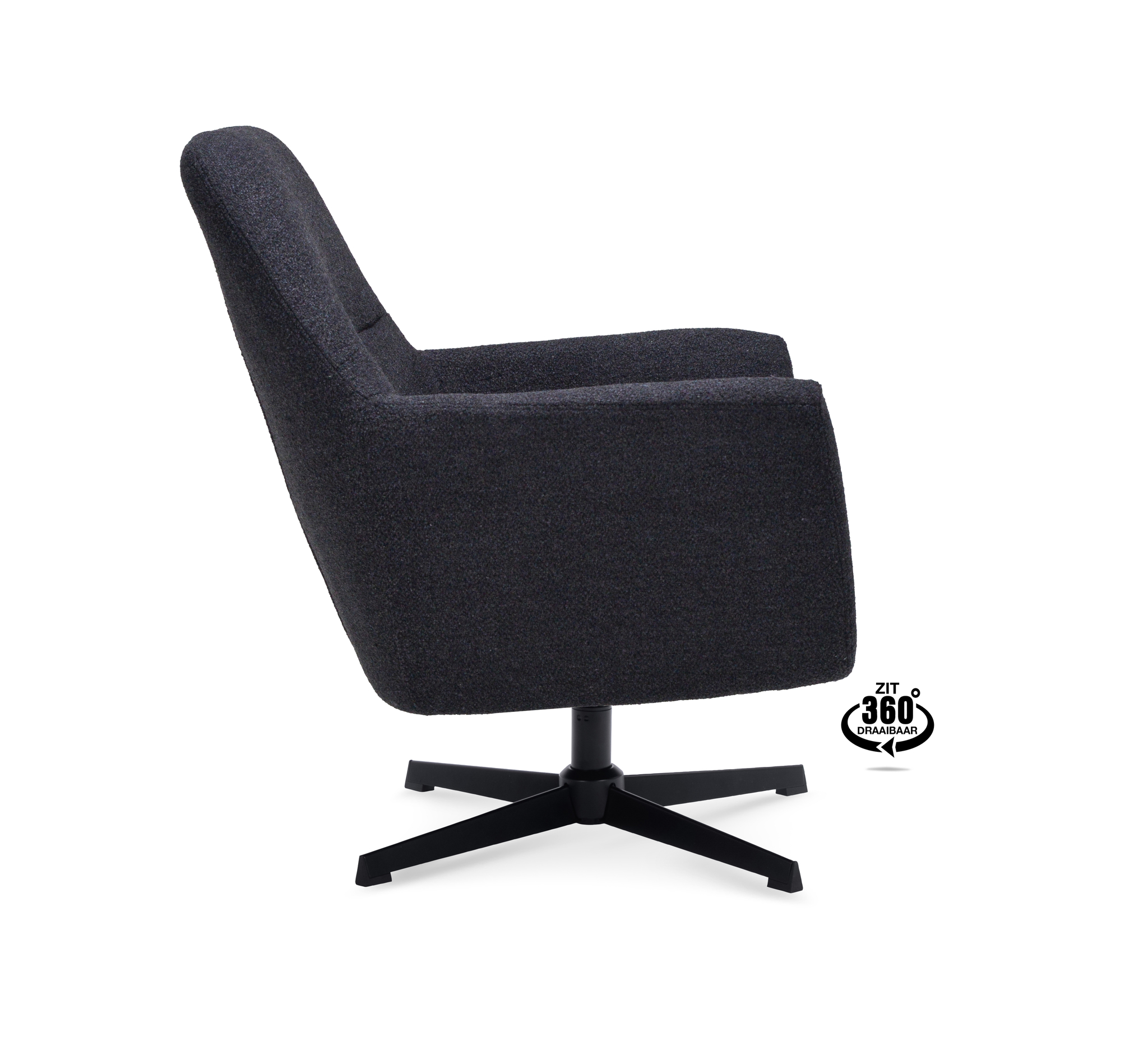 1110502-2.jpg Lounge Chair Edge Fabric Alpine Onyx 169 Swivel Base Black - Afbeelding 3