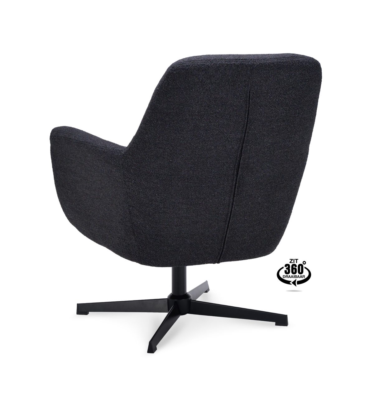 Lounge Chair Edge Fabric Alpine Onyx 169 Swivel Base Black - Afbeelding 4