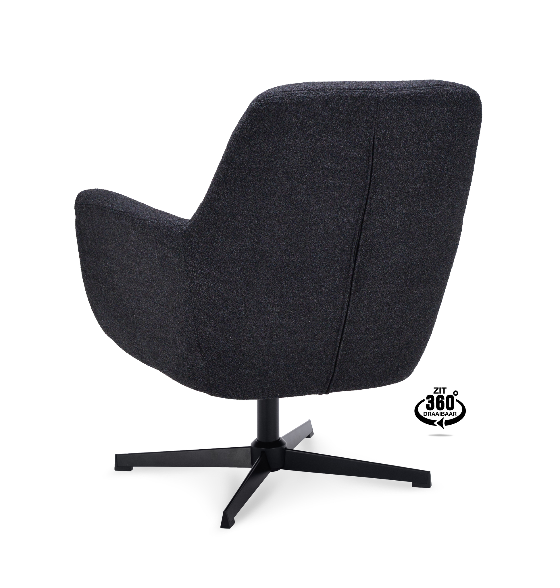 1110502-3.jpg Lounge Chair Edge Fabric Alpine Onyx 169 Swivel Base Black - Afbeelding 4