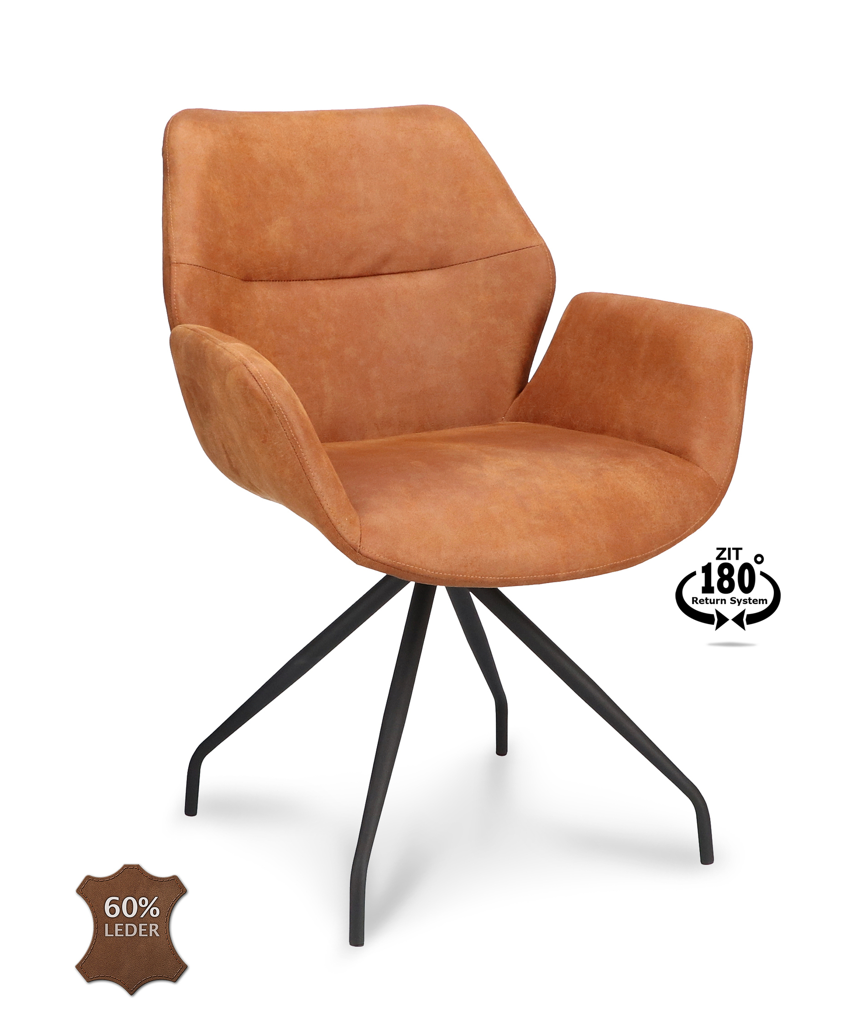 1282103-0.jpg Armstoel Valley Microleder Bull Camel 09 Spider Leg Black 180° Return-systeem - Afbeelding 1