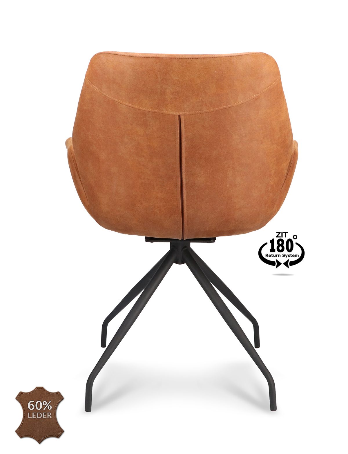 Armstoel Valley Microleder Bull Camel 09 Spider Leg Black 180° Return-systeem - Afbeelding 5