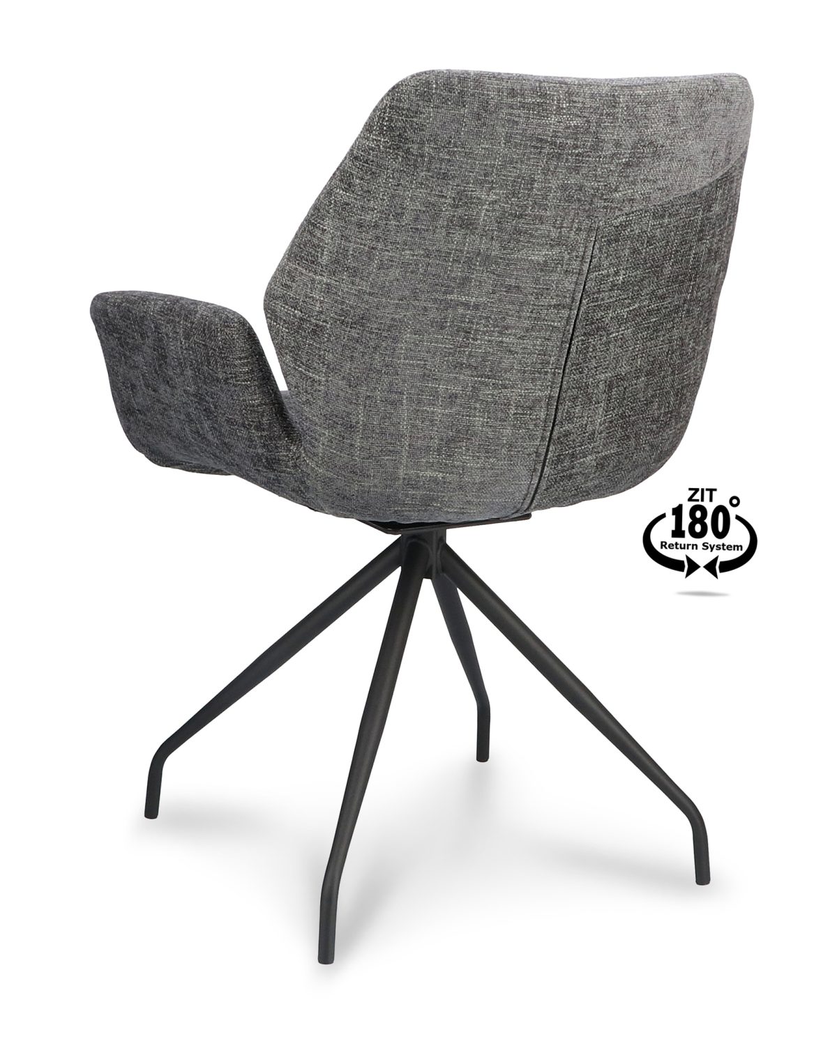 Armstoel Valley Stof Miami Donkergrijs 68 Spinpoot Zwart 180° Retoursysteem - Afbeelding 4