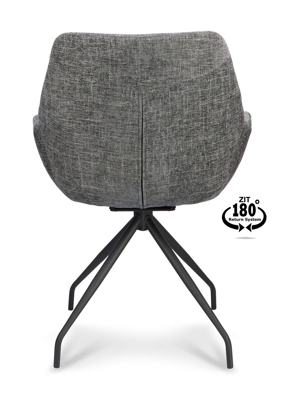 Armstoel Valley Stof Miami Donkergrijs 68 Spinpoot Zwart 180° Retoursysteem - Afbeelding 5