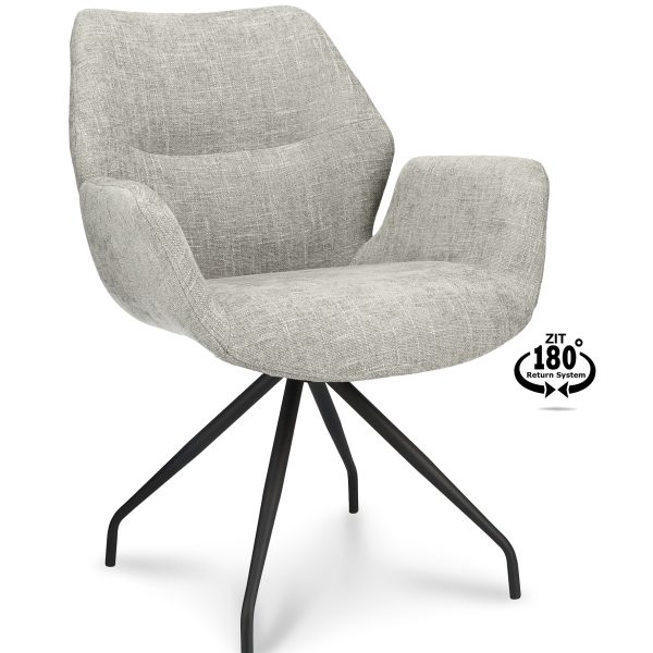 Armstoel Valley Stof Miami Taupe 12 Spider Leg Black 180° Return-systeem